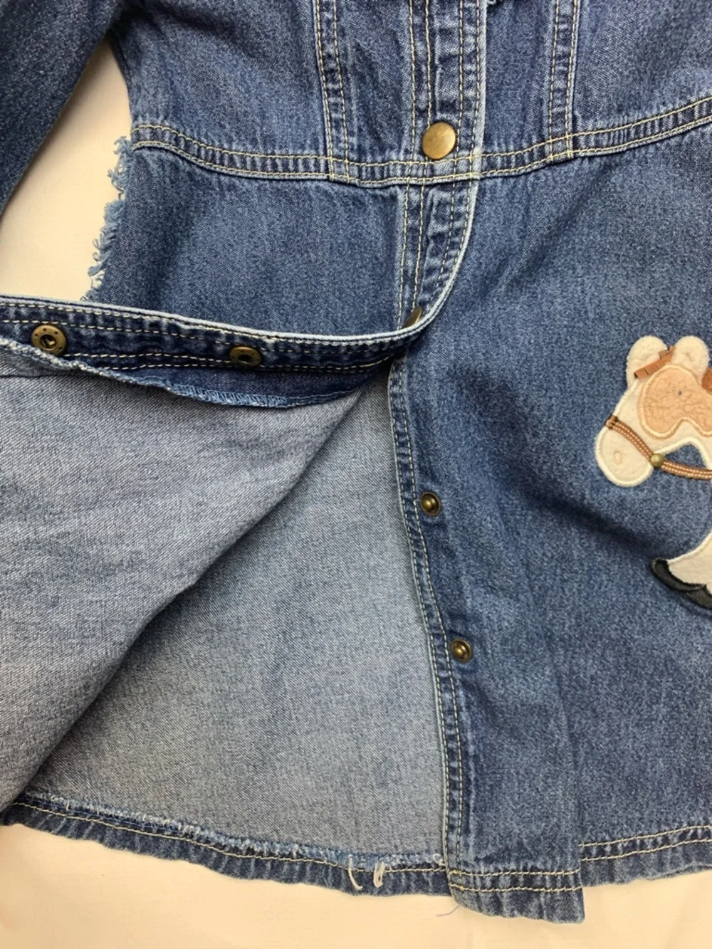 vintage le top 4 t Kids Denim Horse Appliqué Jacket dress Corduroy Collar oshkos